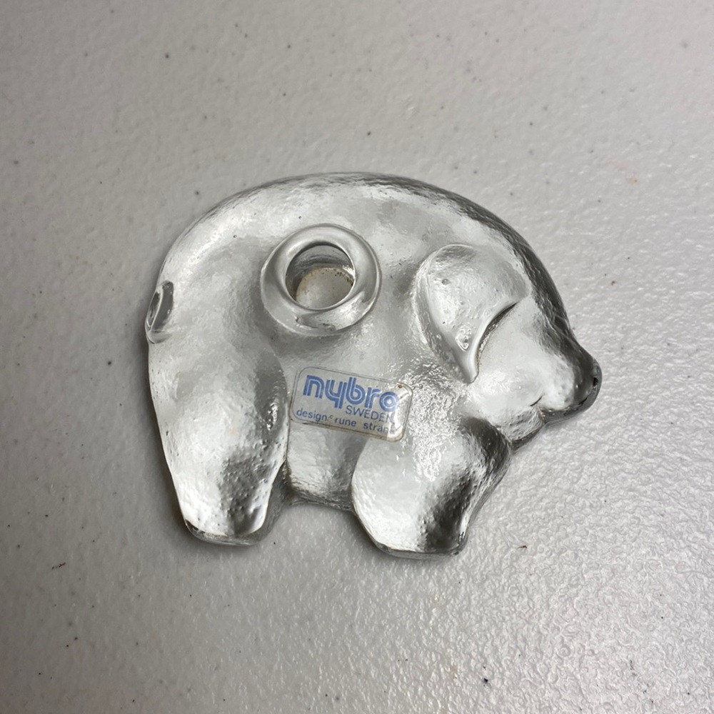 Nybro Sweden Glass Pig Candle Holder